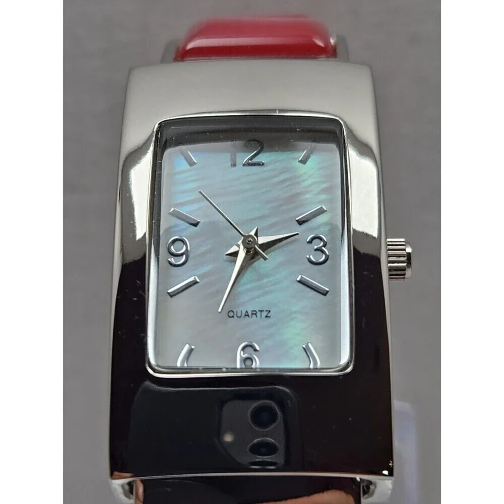 Avon Pink Bangle Bracelet Quartz Watch Rectangle Dial Japan Movement New Battery